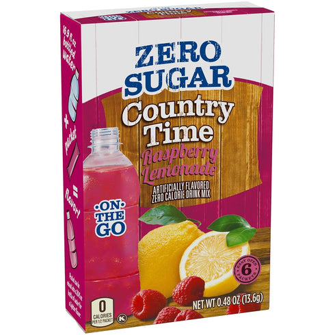 Country Time Sugar-Free Raspberry Lemonade Drink Mix - 6 On-the-Go Packets