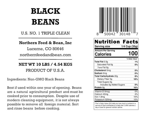 10 High Plains Black Beans | Pound Bag | Farm-fresh Black Beans | Non-GMO Verified | High Protein & Fiber Source | Dry
