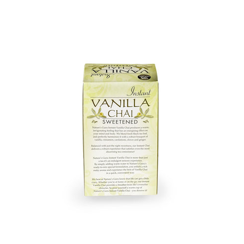 Nature's Guru Instant Vanilla Chai Tea Drink Mix, Sweetened, 10 Count, Single Serve Packets