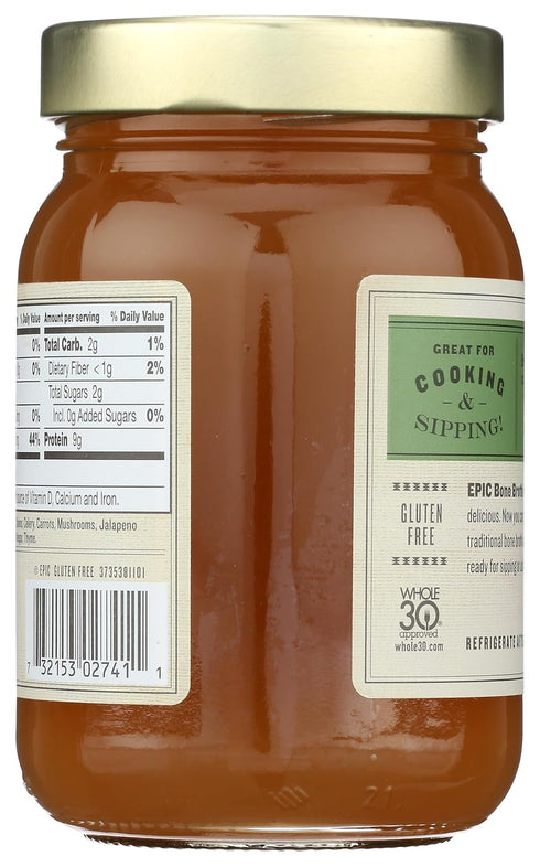 14 oz. Epic Artisanal Bone Broth, Beef Jalapeno Sea Salt