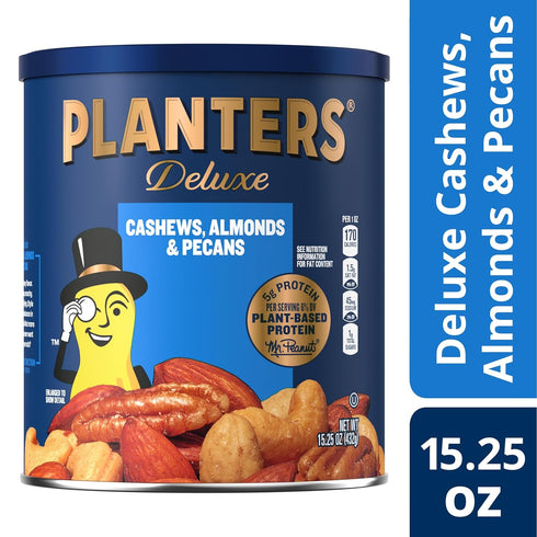 15.25 oz PLANTERS Select Cashews, Almonds & Pecans, Resealable Container - Salted Nuts - Kosher