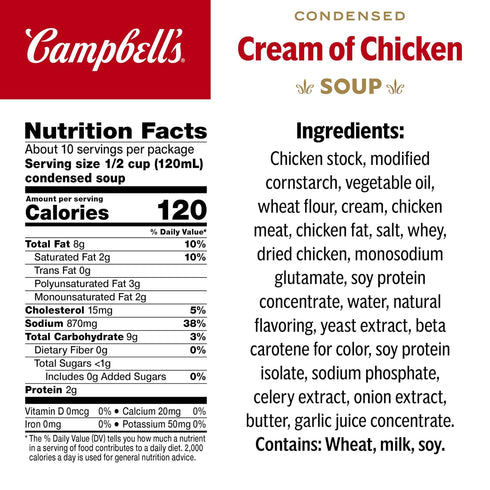 10.5 oz (4 Pack) Campbell's Condensed Cream of Chicken Soup, Can