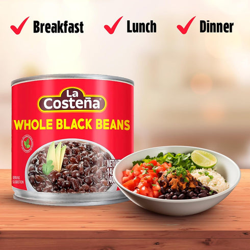 Hummus, 14.1 oz, 12 Pack La Costea Whole Black Beans - Ready-to-Eat Canned Black Beans for Mexican Food, Vegetarian