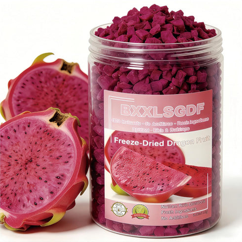 5.2oz 100% Freeze Dried Dragon Fruit Cubes, Sealed cans | Unsweetened Crispy Bites for Smoothies, Baking & Cereal |