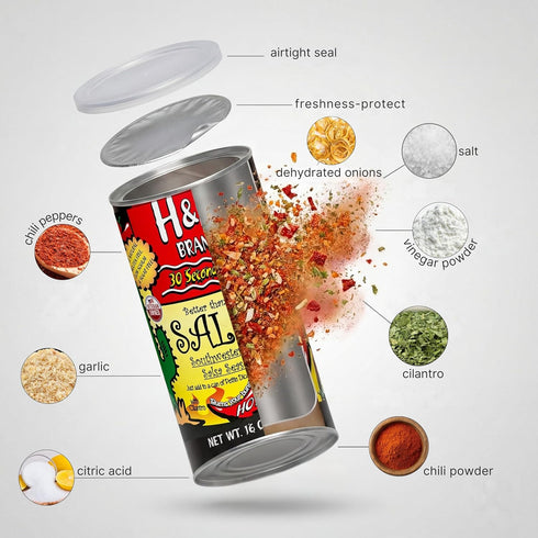 30 (16-oz. 26, 15-oz. 1.15-Each) Second Salsa Seasoning Mix - Hot, Can Makes Batches of Salsa