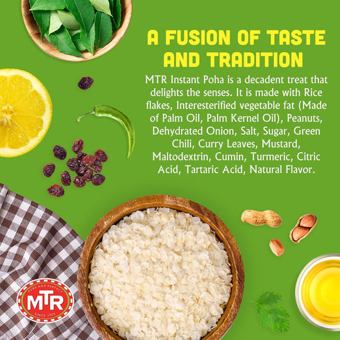 3minute 3 100% 80g, Pack 6) MTR Poha - Ready-to-Cook Mix - Authentic Indian Food in Just Minutes - Vegetarian - No