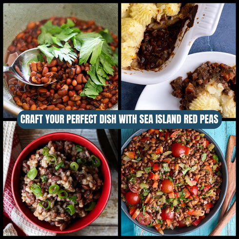Pack 2, 24 oz Marsh Hen Mill Variety of Sea Island Red Peas & Carolina Gold Rice, Premium Heirloom Southern Legumes
