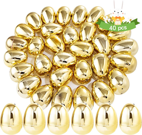 Supernal 40pcs Golden Easter Egg 3.1"Large Golden Metallic Easter Eggs Great For