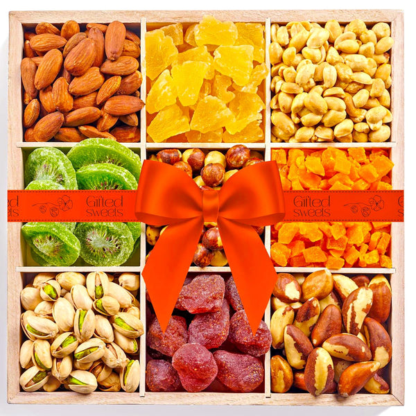 Nuts and Dried Fruit Platter - 9 Variety Mix - Classy Gift