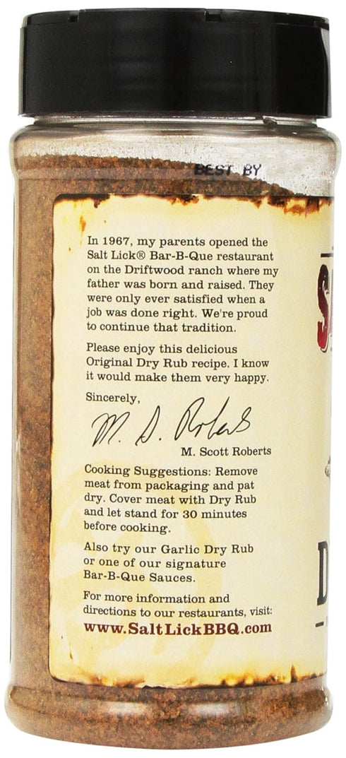 Salt Lick Original Dry Rub Seasoning - for BBQ Pit & Grill, 12 oz