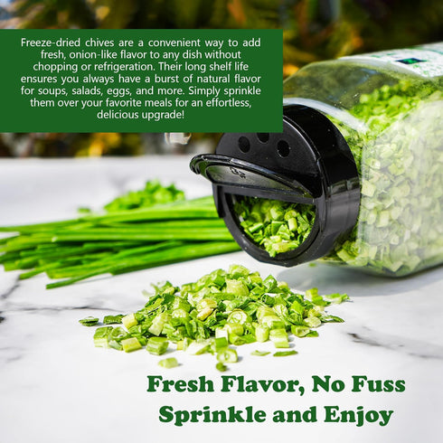 2 Oz, NPG Freeze-Dried Chives Dehydrated Chopped Chives, Mild Onion Herb for Cooking, Soup, Ramen, Stir Fry & Garnish