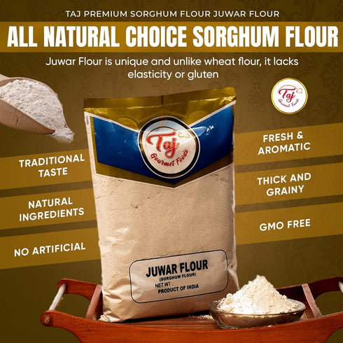 TAJ Gourmet Foods 2-Pounds TAJ Premium Sorghum Flour Juwar Flour, Jowar, No Salt