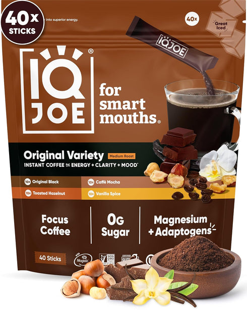 IQJOE Mushroom Coffee Packets - Variety Pack | 40 Stick Packs |