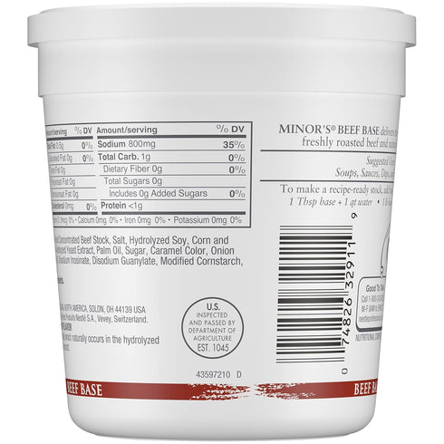 0 16 oz (Pack 3) Minor's Beef Base, Great for Soup Broth and Sauces, Grams Trans Fat, No Added MSG, Tub