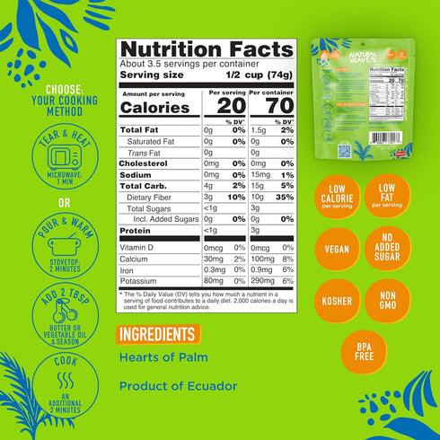 3-Pack 9 Oz Natural Heaven Brown Rice, Hearts of Palm, Naturally Rich in Potassium, Low-Calorie Veggie Rice, Keto