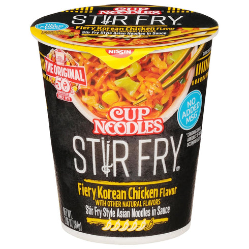 Nissin Cup Noodles Stir Fry Noodles in Sauce, Fiery Chicken, 2.96 Ounce