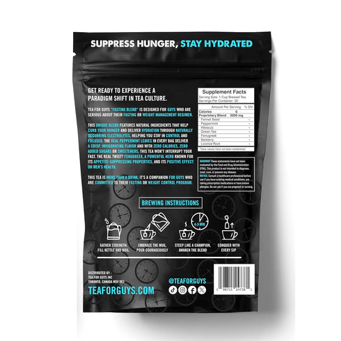 Tea For Guys Inc. 20 Tea For Guys: Fasting Tea Strong Herbal Blend for Focus, Grit, and Control | Biodegradable Tea