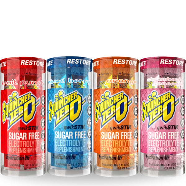 Sqwincher ZERO Qwik Stik, Sugar Free Electrolyte Powdered Beverage Mix, Assorted Flavors, 40 Sticks
