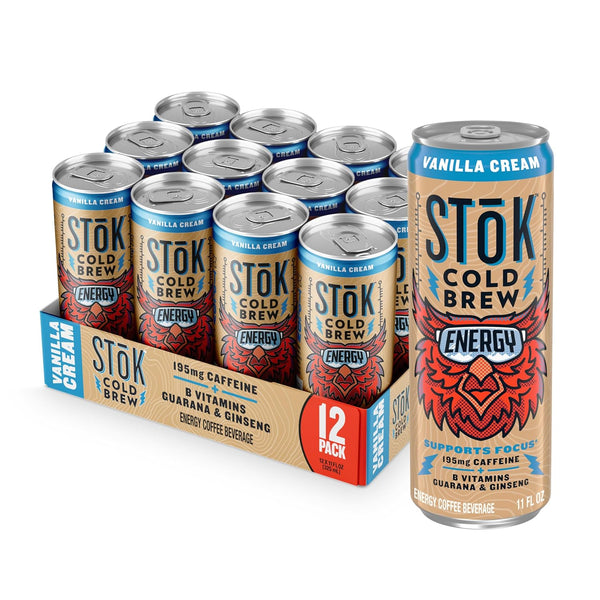 SToK Cold Brew Energy Vanilla Cream, Energy Coffee Beverage with 195mg Caffeine