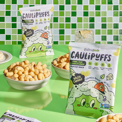 (30 0.75oz CauliPuffs - Corn, Rice, and Cauliflower Gluten Free Puffed Snack x Bags, White Cheddar)