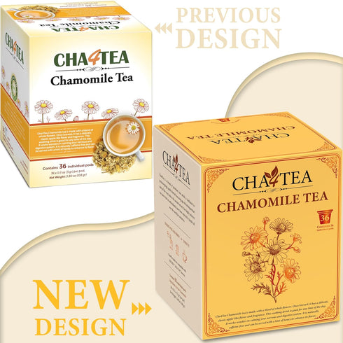 Cha4Tea 36-Count Pure Chamomile Herbal Tea Pods Compatible with Keurig Brewers - Bedtime/Sleep-well/Nightly