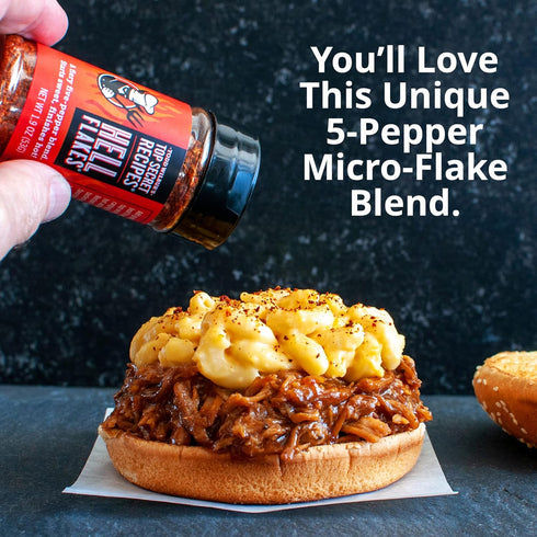 Todd Wilbur's Top Secret Recipes Hell Flakes - Crushed Red Pepper Flakes, Unique Blend of 5 Peppers, 1.9 oz