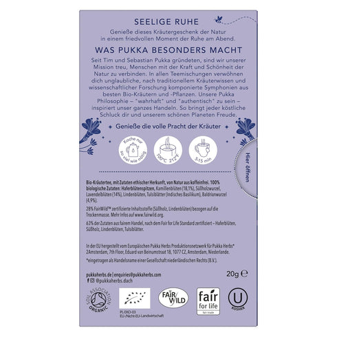 20g 20 Count Pukka Herbal Teas Night Time Organic Oat Flower Lavender and Lime Flower Tea