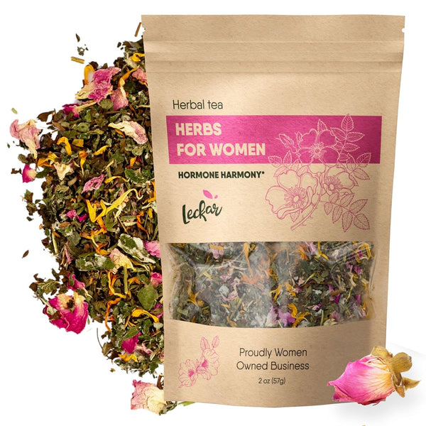 Leckar Raw Herbs for Women Herbal Tea Blend with Lemon balm, Raspberry leaf,