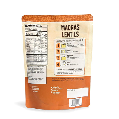 Ritikas Global Grains 60 10 oz (Pack 8) Madras Lentils, Authentic Indian Slow-Cooked Lentils with Beans and Spices