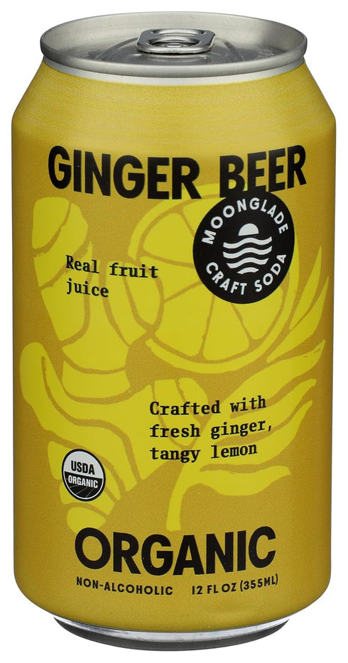 (12 Pack) NEW! Moonglade Organic Ginger Beer, Small Batch, Craft Mixer, Non-Alcoholic, Fizzy, Spicy, Craft Soda