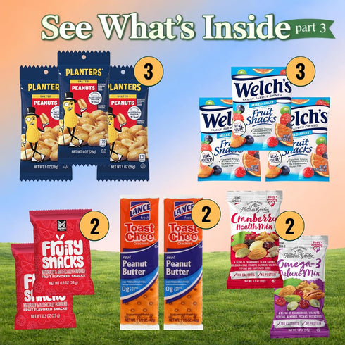 Package, (30 Count) Snack Variety Box for Adults and Kids - Assortment of Granola Bars, Nut Mixes, Fruit Snacks