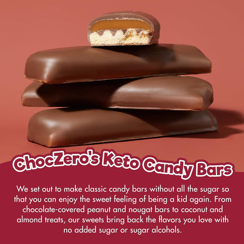 (8 Count ChocZero Milk Chocolate Caramel & Shortbread Candy Bars No Added Sugar, High Fiber, Gluten Free, Keto Friendly