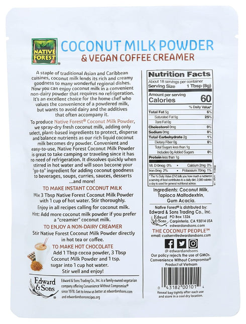 5.25 Native Forest Coconut Milk Powder - Coconut Cream Powder, Vegan Non-Dairy Creamer for Coffee and Tea, Easy to Use