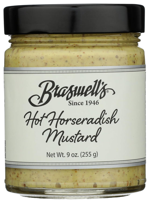 Braswells, Mustard Hot Horseradish, 9 Ounce