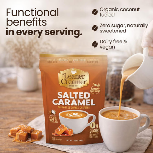0g 80 Leaner Creamer Plant-Based Coffee Creamer with MCT Oil, Sugar, Keto Friendly, Dairy-Free Coconut Creamer Powder