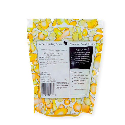 EverlastingEats 5 Oz Freeze Dried Cheese Curds White & Yellow Wisconsin Cheddar Curd Bites, Keto-Friendly, High Protein