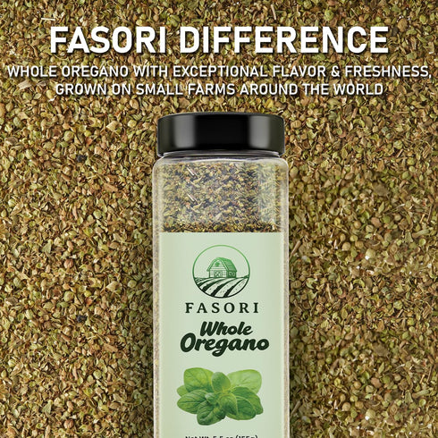 5.5 oz (156 Fasori Oregano Whole Leaves g) Premium Dried Oregano, Aromatic Mediterranean Herb for Italian Cooking