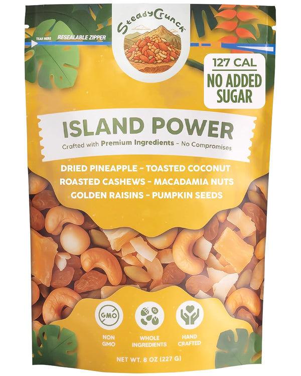 SteadyCrunch Island Power Trail Mix - Gluten Free & Vegan Travel Snacks