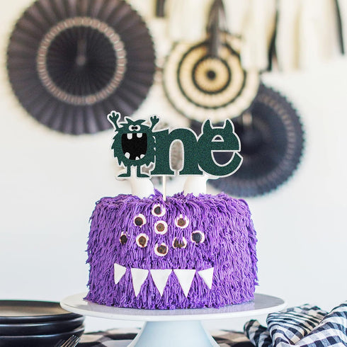 One Cake Topper Green Monster, Handmade 1st Birthday Cake Decor, Wedding Anniversary Baby Decoration