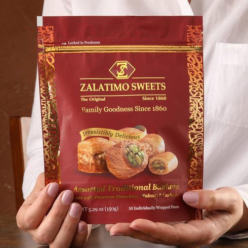 1860, 100% 5.3oz Zalatimo Sweets Since All-Natural Assorted Baklava, Slightly Sweet, No Preservatives, No Additives, No