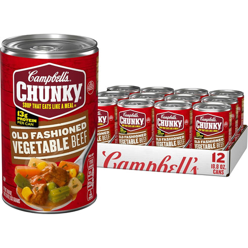 Campbell's Chunky Soup, Old Fashioned Vegetable Beef Soup, 18.8 Ounce Can (12