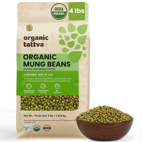 (4 lbs) Organic Tattva Moong Dal - Yellow Split Mung Beans Organic Lentils - Mung Bean Yellow Lentils Dry - High
