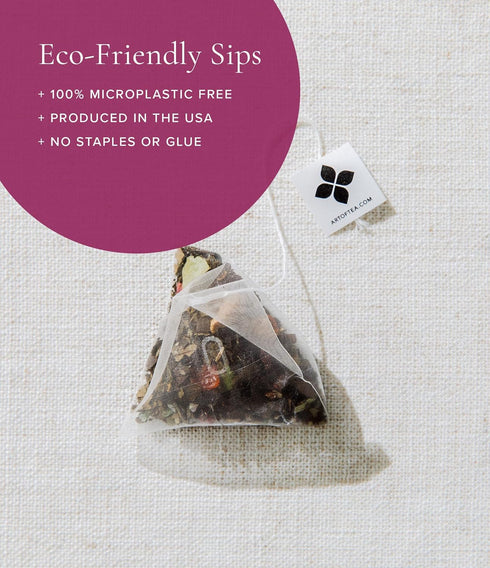 Art of Tea | Organic Green Pomegranate Tea | 50 Eco Friendly Pyramid Tea Bag Sachets