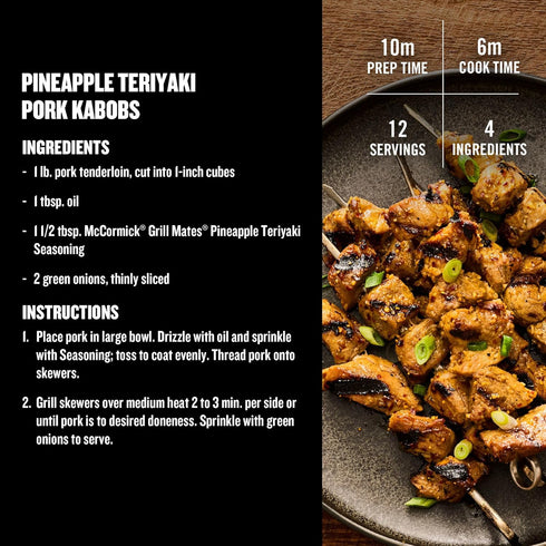 3.5 oz (Pack 6) McCormick Grill Mates Seasoning, Pineapple Teriyaki, Grilling Seasoning for Adding Savory-Sweet