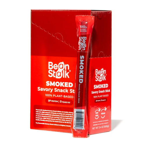 Bean Stalk Savory Snack Sticks Smoked Flavor| Plant Based Meatless Vegan Jerky Snacks |