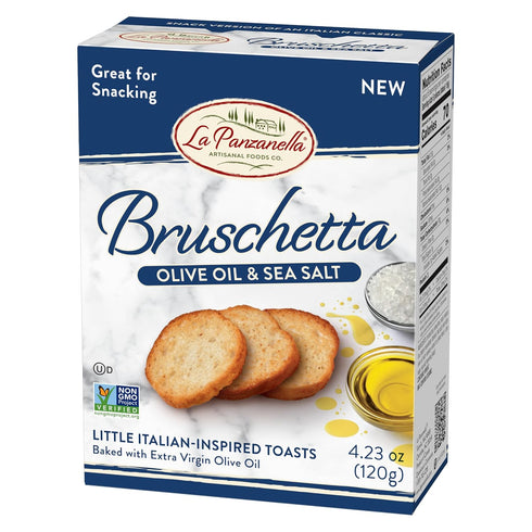 4.23oz (120g) La Panzanella Olive Oil and Sea Salt Bruschetta Crackers - Italian-inspired Toasts, Made with Non-GMO