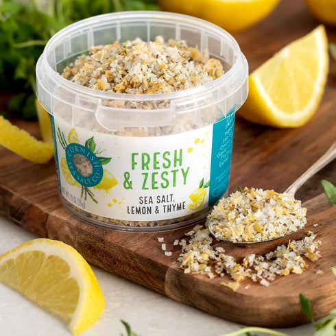 1.9 oz (Pack 2) Cornish Sea Salt Fresh & Zesty Seasoning | Cooking & Hydration | Hand-Harvested in Celtic Waters |