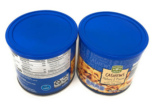 12 OZ 24 OZ) Cashew Tree Nuts Halves and Pieces Two Canisters Each (Total