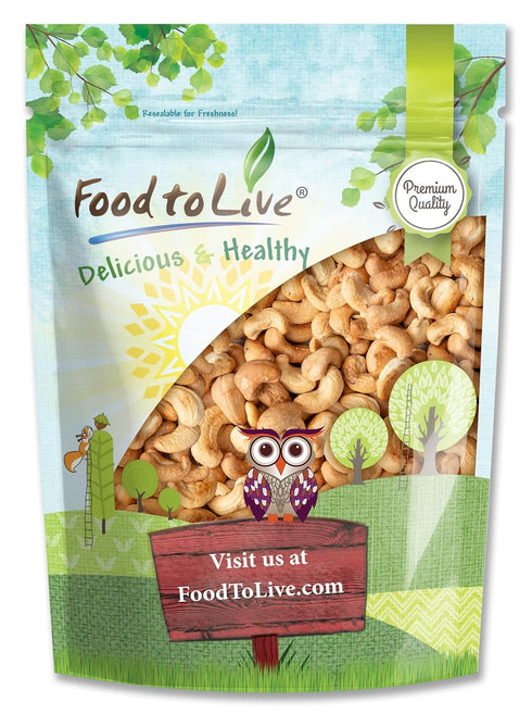 Food to Live Dry Roasted Whole Cashews, 8 Ounces Unsalted, Oven Roasted