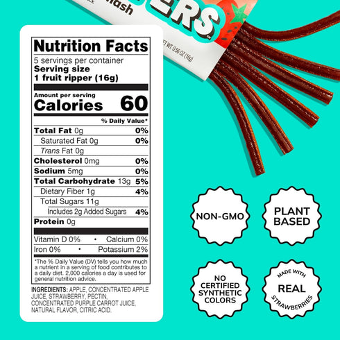5 Packs 20 Packs Little Spoon Strawberry Smash Fruit Ripper, With Strawberry + Apple, Real Fruit Snack for Kids, No